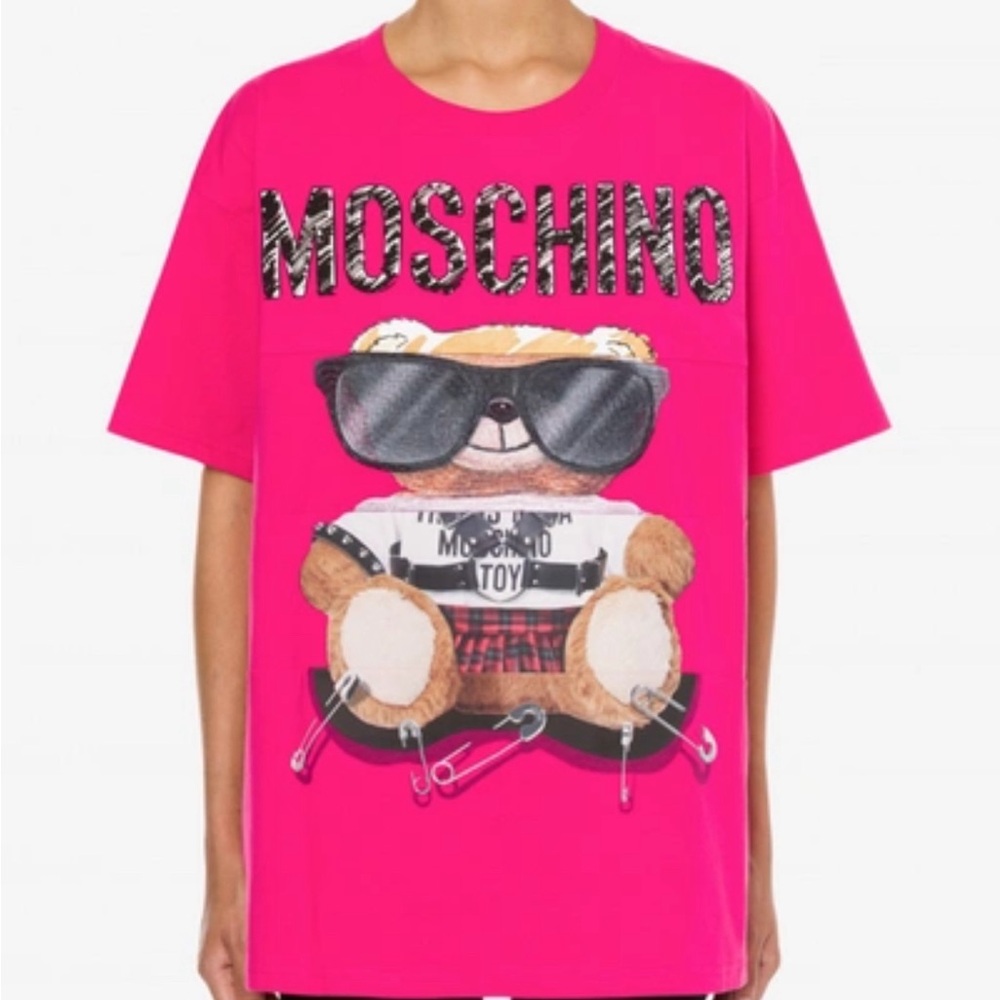 MOSCHINO COUTURE Oversize teddy bear-Print Patches T-Shirt sz S NWT